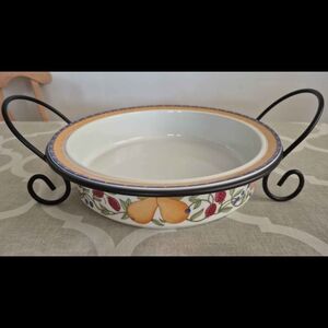 Dansk Serving Bowl, Fiance Fruit Pattern With free stand